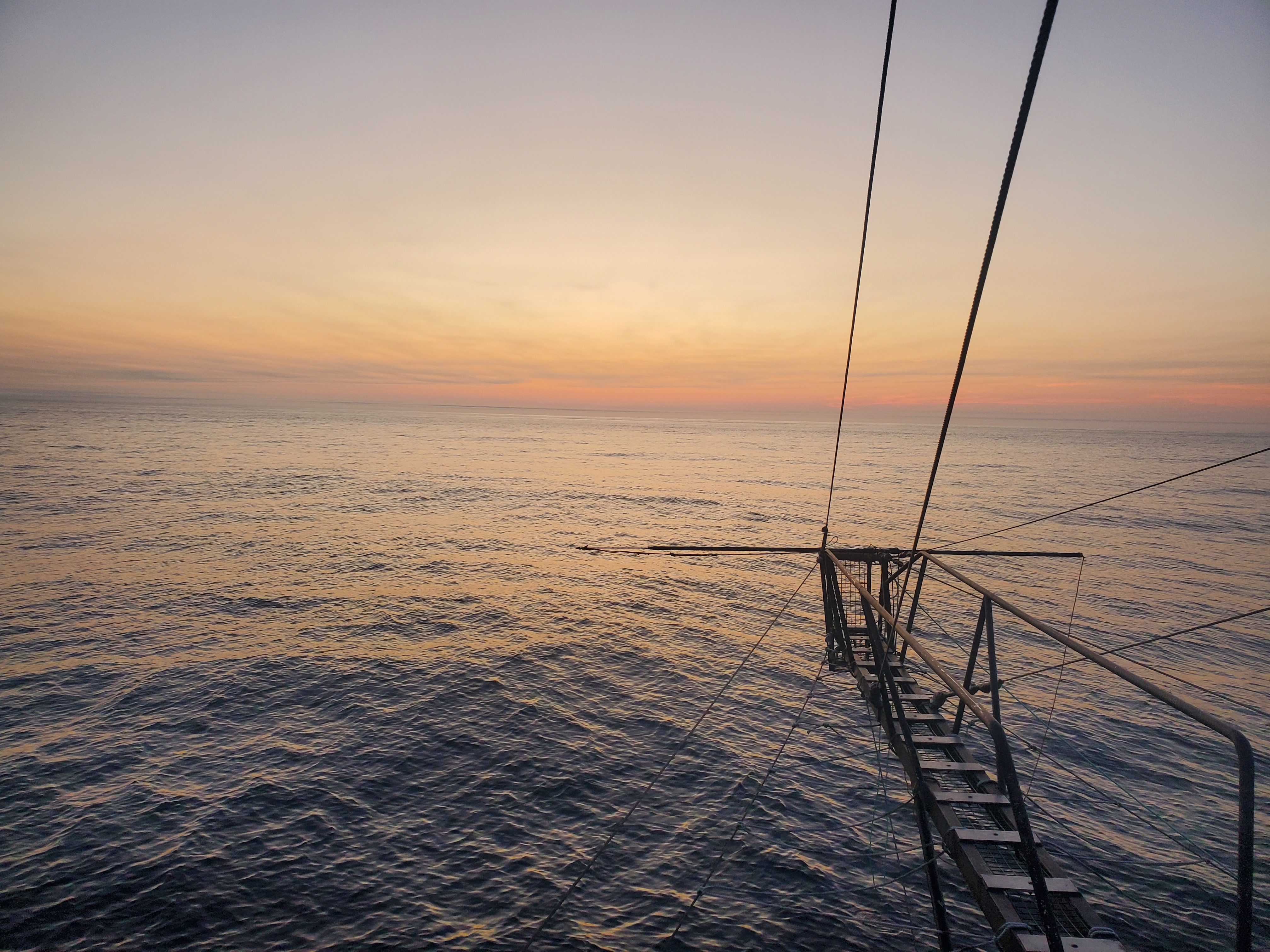 swordfishing boat at sunrise