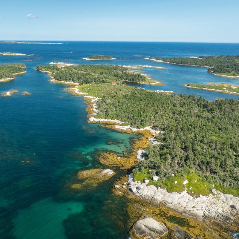 aerial view of rugged coastline