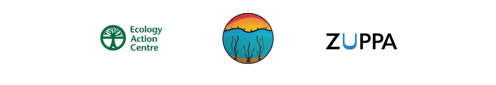 ecology action centre, community eelgrass restoration initiative, and zuppa logos