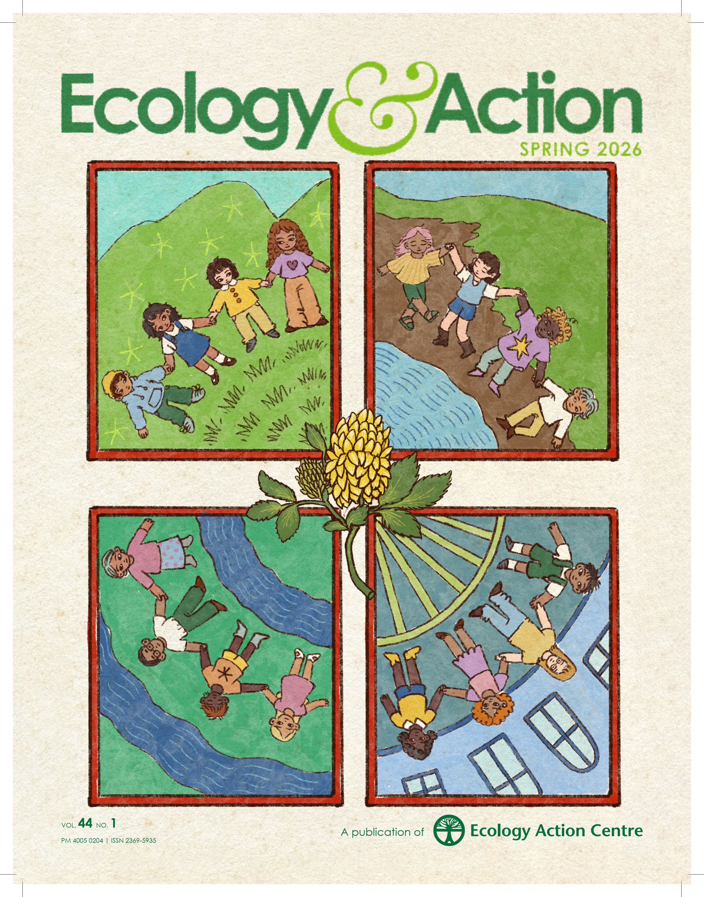 Spring 2026 magazine cover, depicting a variety of diverse people taking action to protect nature