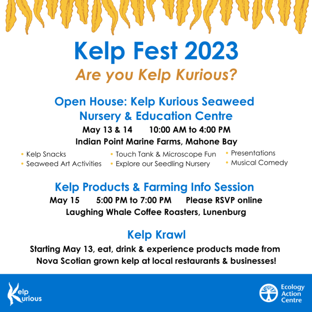A poster listing events happening at Kelp Fest which are also found in the text on the web page