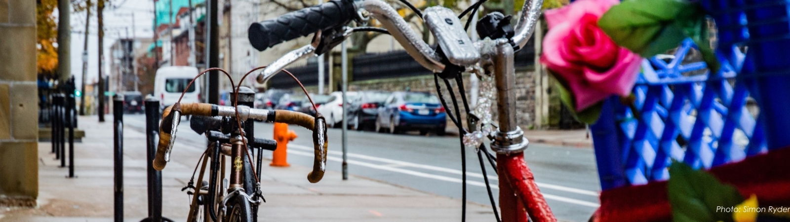 Bikes parked on the sidewalk in Halifax